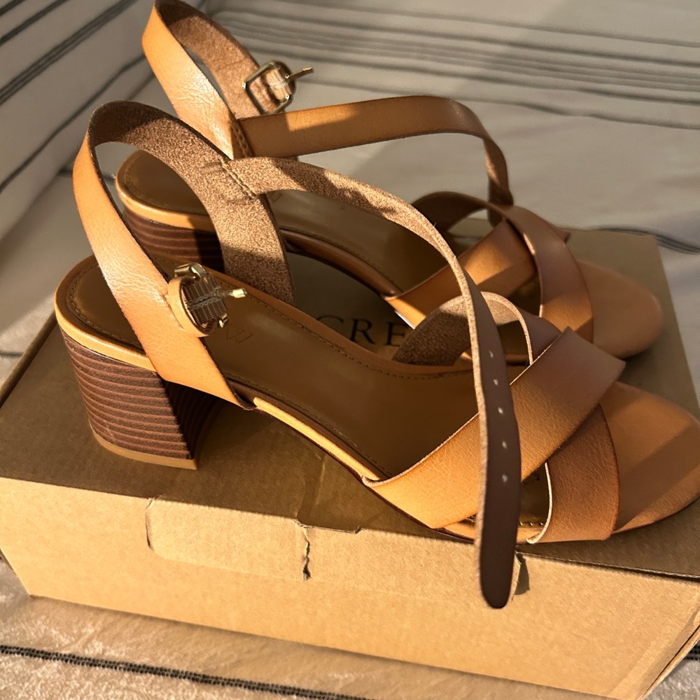 J.Crew Tan Strappy Block Heel Sandals